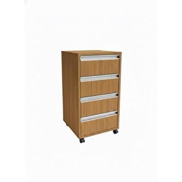Imagem de Gaveteiro com Rodinhas 4 Gavetas | Ideal para Escritório e Quarto 100% MDF(Amadeirado escuro)
