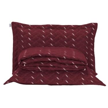 Imagem de Cobre Leito Casal Hipercal 400 Fios com Bordado, Amarelo Dourado, 3 Peças, Acabamento em Viés com Porta Travesseiros (vermelho marsala, Padrão)