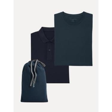 Imagem de Kit Camiseta e Polo Piquet Dudalina Masculina Azul Marinho-Masculino