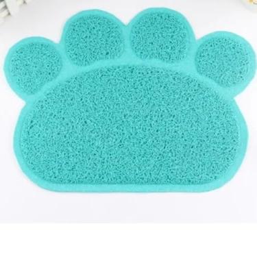 Imagem de Tapete Pet Capacho Patinha Para Comedouro Racao Caes Gatos (Azul)