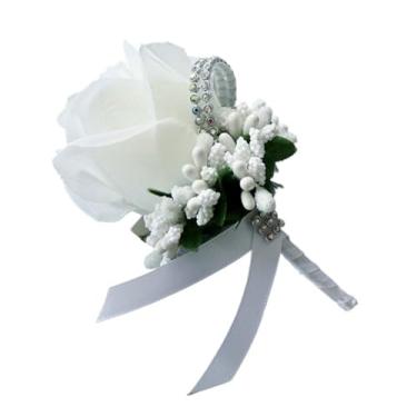 Imagem de Buquê de casamento simulado - rosas artificiais para damas de honra e arranjos florais (cor 3)
