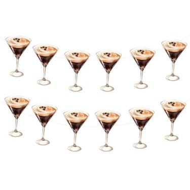 Imagem de Guirlanda de bandeira de copo de martini preto para decorações de despedida de solteira, chá de panela, festa de aniversário de Martini, decoração de coquetéis