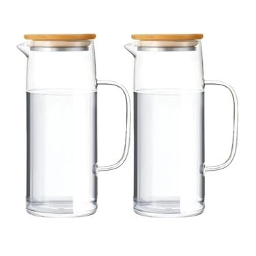 Imagem de Kit 2 Jarras De Vidro Borossilicato Luiza Tampa Bambu 1,2L