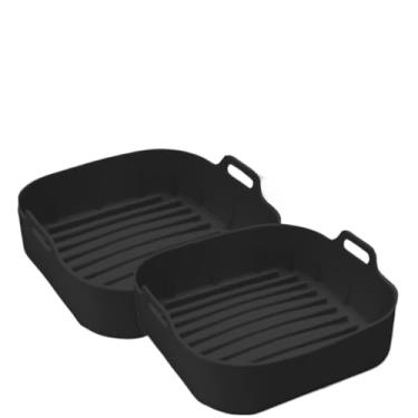 Imagem de Kit de 2 Formas de Silicone Quadrada 20CM, Para Air Fryer, Assadeira Grande Resistente(KIT2-PRETO)