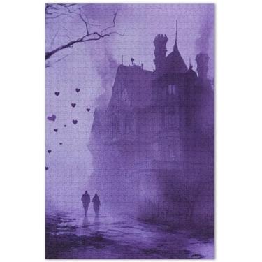 Imagem de Unicórnios roxos cenário fantástico 1000 peças quebra-cabeças para adultos estampa animal personalizado colorido elefante branco, 75 x 40 cm