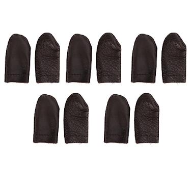 Imagem de Dioche Protetor de Dedo Polegar índice Dedo Dedal Couro Macio de Confortável para Agulhas de Costura Manual Artesanato Diy 10 Peças