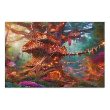 Imagem de Quebra-cabeça Enchanted Treehouse 1000 peças, quebra-cabeças difíceis para adultos com letras nas costas