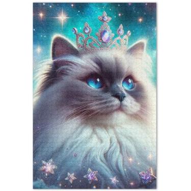 Imagem de Quebra-cabeça gato Ragdoll fofo 500 peças para adultos arte brinquedo pintura arte divertida quebra-cabeça elefante branco presentes engraçados, 50 x 35 centímetros