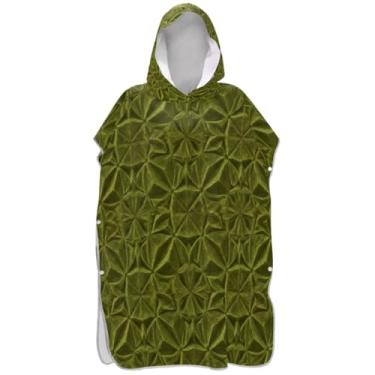 Imagem de Joisal Roupão para adultos, poncho de surfe, toalha de banho com capuz, plus size, unissex, poncho adulto com capuz, textura vintage de veludo verde oliva