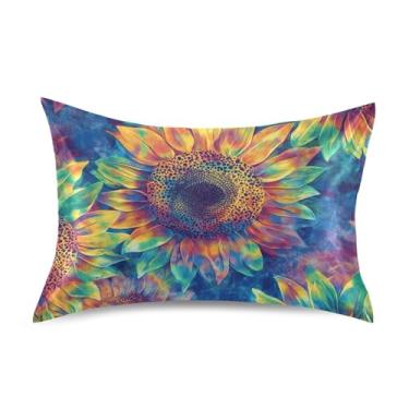 Imagem de Fronhas de cetim floral king queen padrão fronhas de cama refrescante cuidados com o cabelo tamanho padrão 66.0 cm x 50.8 cm colorido girassol tie dye arte