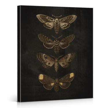 Imagem de Arte de parede em tela vintage gótica mariposa mariposa escura Academia pintura gótica animada casa de fazenda decoração de parede de casa 20 x 25 cm emoldurada