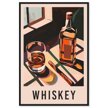 Imagem de Art Remedy Arte de carrinho de barra de pôster de uísque, moldura preta, 25 x 38 cm