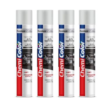 Imagem de Kit 4 Tinta Chemicolor 250Ml Alta Temperatura Branco Fosco