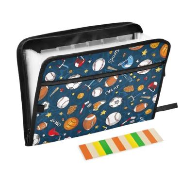 Imagem de Pasta de recibos de padrão esportivo com 13 bolsos com bolsa frontal para lápis