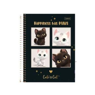 Imagem de Caderno Universitário Grande 10 Matérias Cute Cat Cadersil - Coleção 2026 Fofa Gato 160 Folhas 19,9X27cm (Quadrado)