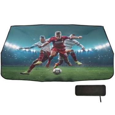 Imagem de Guarda-sol dobrável para jogadores de futebol para para-brisa de carro proteção de isolamento térmico guarda-chuva de para-brisa 147.3 cm x 75.4 cm sombra de janela de carro