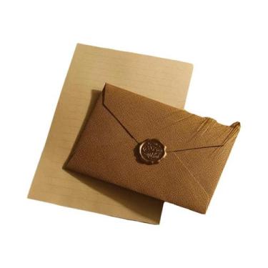 Imagem de Conjunto De Envelope E Carta De Linho Com Selo De Cera Para Presentes 