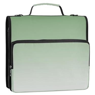 Imagem de Fichários de dinossauro verde e branco degradê de fumaça de 3 cm 3 anéis, fichário resistente com zíper, fichário organizador, fichário com alça, pasta de armazenamento de bolsa escolar com alça