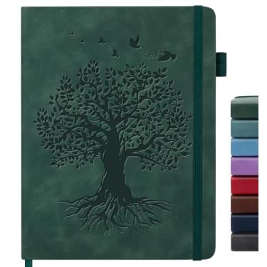 Imagem de ALKALO Caderno de diário forrado para mulheres e homens, diários de couro de capa dura A4 para escrever, papel grosso de 200 páginas, caderno diário para trabalho, escola, anotações, negócios,