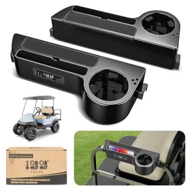 Imagem de 10L0L Kit de assento traseiro para carrinho de golfe descansos de braço com suporte de copo, kit de assento traseiro universal para EZGO, Club Car, Yamaha e mais (preto)