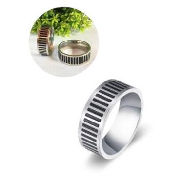 Imagem de Anel Aliança Masculino Feminino Prateado Preto Minimalista Estiloso Viking Nórdico Aço Inox-Masculino