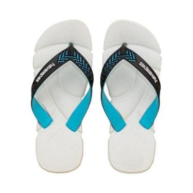 Imagem de Chinelo de Dedo Branco, Azul e Preto Power II | Havaianas-Masculino