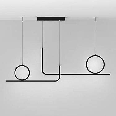 Imagem de Luminária pendente ultrafina de 80 cm (31,5"), luminária linear de metal com cúpula de silicone, luminárias de suspensão geométricas pretas, lustre para sala de jantar, luminárias pendentes