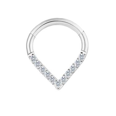 Imagem de HQLA Anel de argola de nariz 16G Anel de septo CZ transparente brinco daith aço cirúrgico segmento articulado clicker tragus torre hélice cartilagem concha argola piercing joia para mulheres homens 8