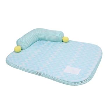 Imagem de Cama de resfriamento para cães com travesseiro, lavável em forma de l, confortável, verão, sofá-cama para animais de estimação, cães, gatos, cachorros, sofá-cama para animais de (M)