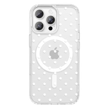 Imagem de xoniery Capa magnética para iPhone 16 Pro Max, linda bolinhas, compatível com MagSafe, TPU macio, à prova de choque, transparente estética feminina fina para mulheres e meninas - branca