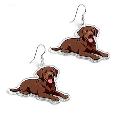 Imagem de OSCCI Adoráveis brincos de acrílico para filhotes de cachorro – Ganchos de liga durável, com tema de animal de estimação fofos, ótimos para roupas casuais e de festa, Acrílico, Sem pedra preciosa