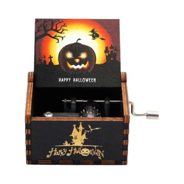 Imagem de Caixa De Música De Madeira Esculpida Com Manivela, Tema Feliz Natal, P