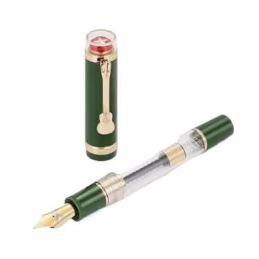 Imagem de VEVEL Caneta-tinteiro de resina transparente com design de clipe de guitarra, exclusiva estrela superior, artigos de papelaria de luxo, caneta de presente (verde, M 0,7 mm)