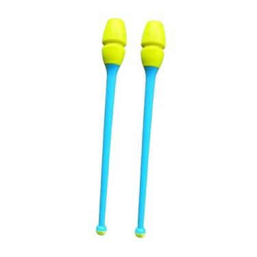 Imagem de predolo Conjunto de 2 maças de ginástica rítmica de 45,5 cm (17,91 polegadas), equipamentos portáteis para treinamento de ginástica, adereços de dança para, Amarelo E Azul