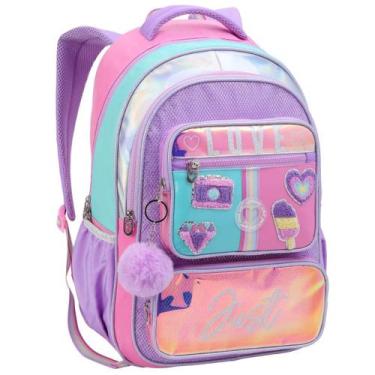 Imagem de Mochila de Costas Escolar Juvenil para Material Escolar Caderno Compar