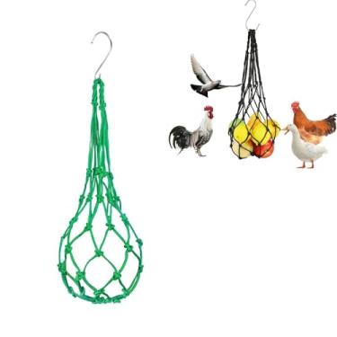 Imagem de Alimentador suspenso de frango e vegetais, saco de cordão de frango e legumes, suporte para frango, repolho, ferramenta de alimentação com gancho S para galinhas, brinquedo de galinheiro para