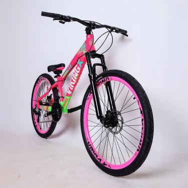 Imagem de BICICLETA 26 VIKINGX 21V SHIMANO - TUFF X-25 - ROSA/VERDE-Unissex