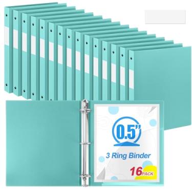 Imagem de Henoyso 16 fichários de 3 anéis redondos de 1/5.1 cm, tamanho carta, 20 cm x 28 cm, fichário flexível de plástico, comporta 100 folhas com 1 bolso, organizador versátil para escritório, casa, escola