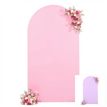 Imagem de Capa de arco rosa roxa de 2,2 m com elástico e elastano para chá de bebê, meninas, festa de aniversário, chá de noiva, balão, suporte de arco, banquete, foto de fundo