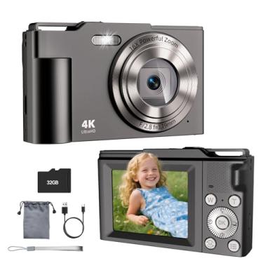 Imagem de Câmera digital, câmera digital 4K apontar e fotografar com zoom de 16x, câmera pequena compacta de 48 MP com cartão de 32 GB para adolescentes, meninos, meninas e crianças
