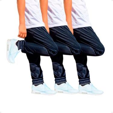 Imagem de KIT 3 Calças Jogger Helanca Infantil Agasalho Flanelado Inverno Bolso 