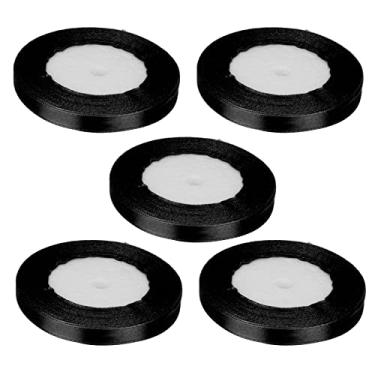 Imagem de SIWOTED 5 peças de fita de cetim de 1 cm de largura e 22 m de comprimento para decoração de casamento para embalagem de bolo e caixa de doces (39# preto)