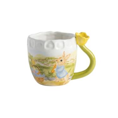 Imagem de Mud Pie Caneca de coelho da Páscoa em grés com alça de tulipa amarela