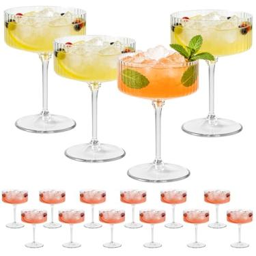 Imagem de ZOMUIA Copos de cupê canelados, 16 peças, copos de plástico champanhe de 293 ml, copos de coquetel de acrílico destacáveis, copos de plástico para bar, vinho, sobremesa, copos de coquetel