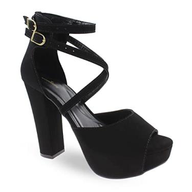 Imagem de Sandália Modarpe Meia Pata Salto Alto Feminina M11 Cor:Preto;Tamanho:33