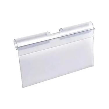 Imagem de Porta Etiqueta Preços p/ ganchos PVC 7,5x4,5cm cristal c/ 120 unids. -