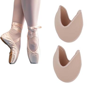 Imagem de 2 peças de almofadas de dedo do pé de dança de balé, bolsas de tecido macio, capas de ponta, sapatos de salto alto, protetores de bico de ponta, acessórios para mulheres para proteger os pés
