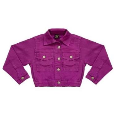 Imagem de Jaqueta Juvenil Look Jeans Cropped Sarja - MAGENTA - 8-Feminino