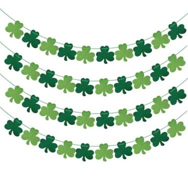 Imagem de Pacote com 4 faixas de guirlanda de trevo de feltro, decoração de festa de trevo verde irlandês do dia de São Patrício
