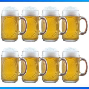 Imagem de Kit Com 8 Canecas De Vidro Chopp Cerveja Bar Restaurante Padaria 360Ml